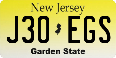 NJ license plate J30EGS