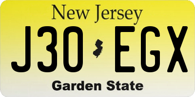 NJ license plate J30EGX