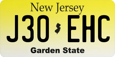 NJ license plate J30EHC