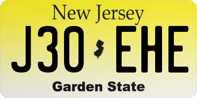 NJ license plate J30EHE