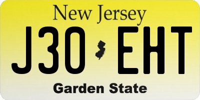 NJ license plate J30EHT