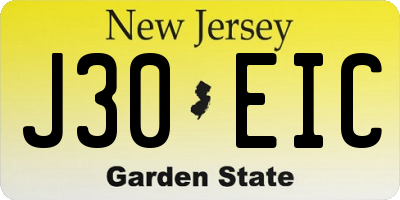 NJ license plate J30EIC