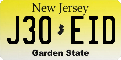 NJ license plate J30EID
