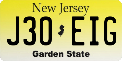 NJ license plate J30EIG