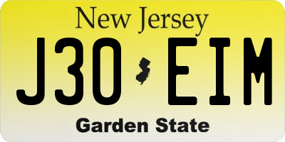 NJ license plate J30EIM