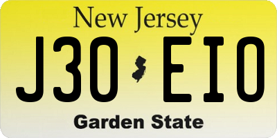 NJ license plate J30EIO