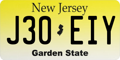 NJ license plate J30EIY