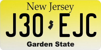 NJ license plate J30EJC