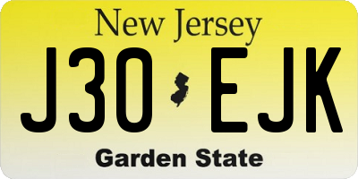 NJ license plate J30EJK