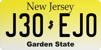 NJ license plate J30EJO