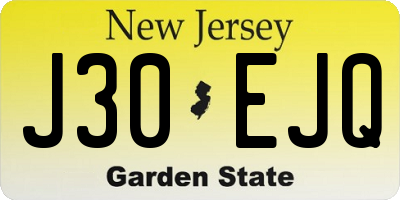NJ license plate J30EJQ