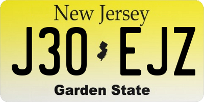 NJ license plate J30EJZ