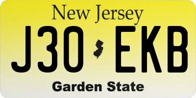 NJ license plate J30EKB