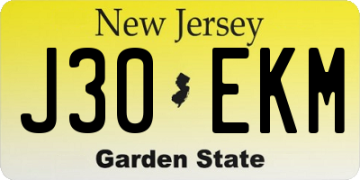NJ license plate J30EKM