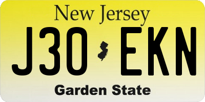 NJ license plate J30EKN