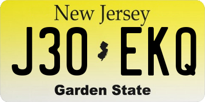 NJ license plate J30EKQ