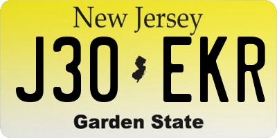 NJ license plate J30EKR