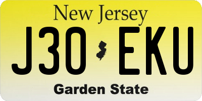 NJ license plate J30EKU