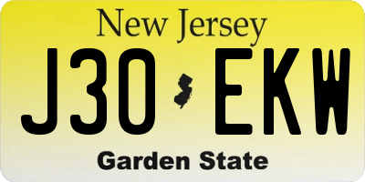 NJ license plate J30EKW
