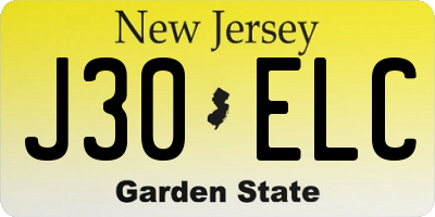 NJ license plate J30ELC