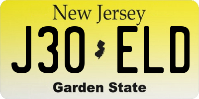 NJ license plate J30ELD