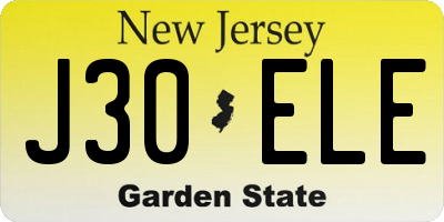 NJ license plate J30ELE