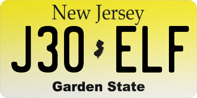 NJ license plate J30ELF