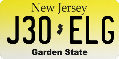 NJ license plate J30ELG
