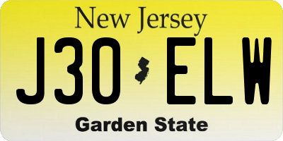 NJ license plate J30ELW