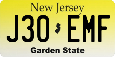 NJ license plate J30EMF
