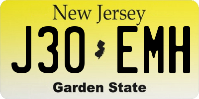 NJ license plate J30EMH