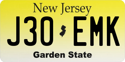 NJ license plate J30EMK