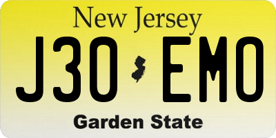 NJ license plate J30EMO