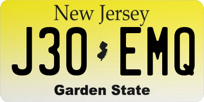 NJ license plate J30EMQ