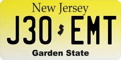 NJ license plate J30EMT