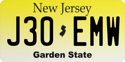 NJ license plate J30EMW