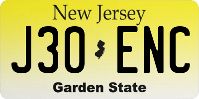 NJ license plate J30ENC