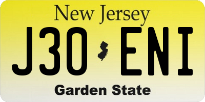 NJ license plate J30ENI