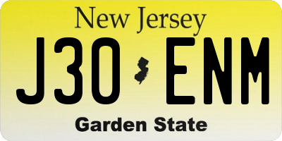 NJ license plate J30ENM