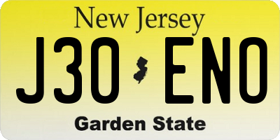 NJ license plate J30ENO