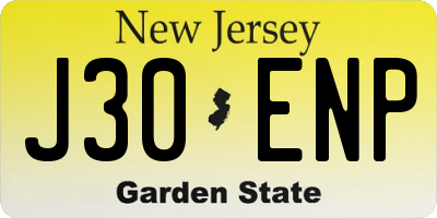 NJ license plate J30ENP