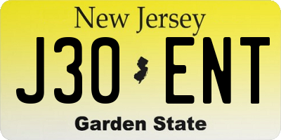 NJ license plate J30ENT