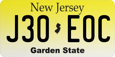 NJ license plate J30EOC