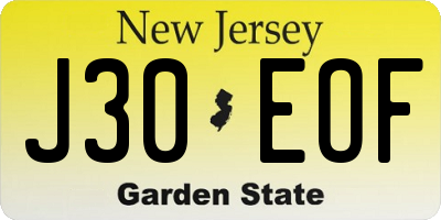 NJ license plate J30EOF
