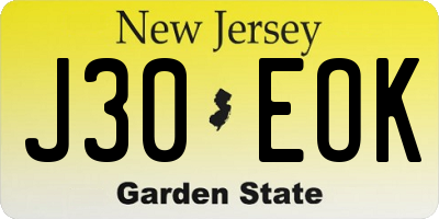 NJ license plate J30EOK