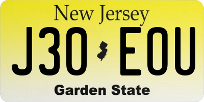 NJ license plate J30EOU