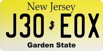 NJ license plate J30EOX