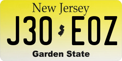 NJ license plate J30EOZ