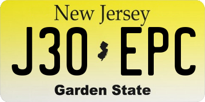 NJ license plate J30EPC