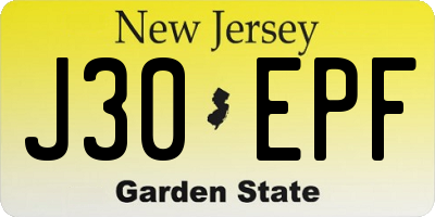 NJ license plate J30EPF